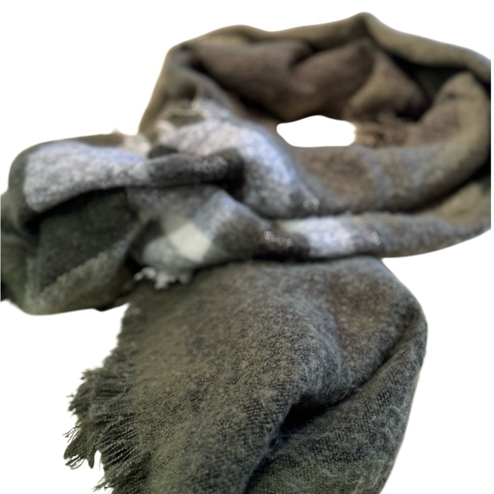 Plaid Blanket Scarf Fringed Cozy Chic